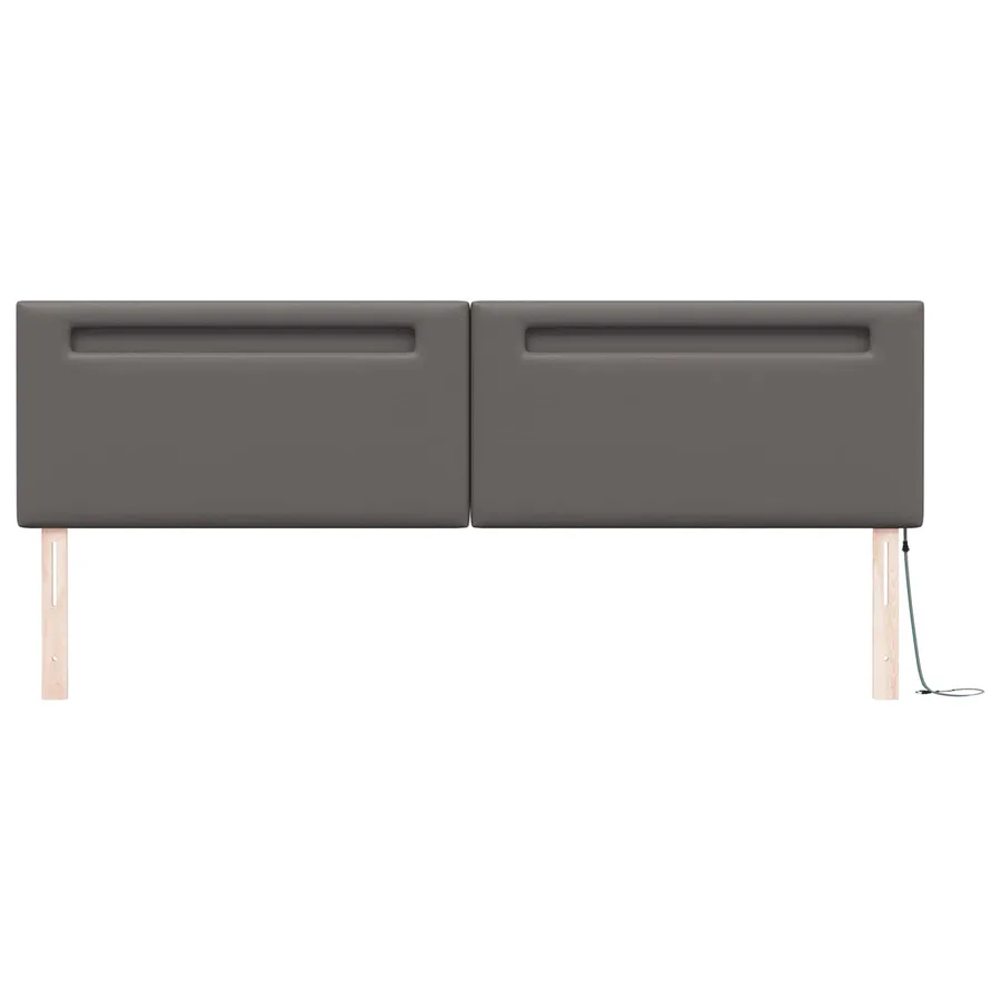 Tête de lit LED Gris 200 cm Cuir synthétique - 5