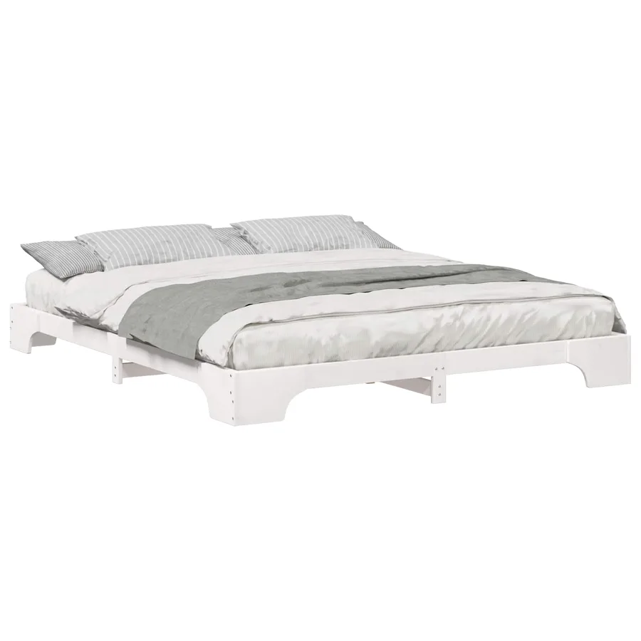 Cadre de lit Blanc 180 x 220 cm Pin massif - 2