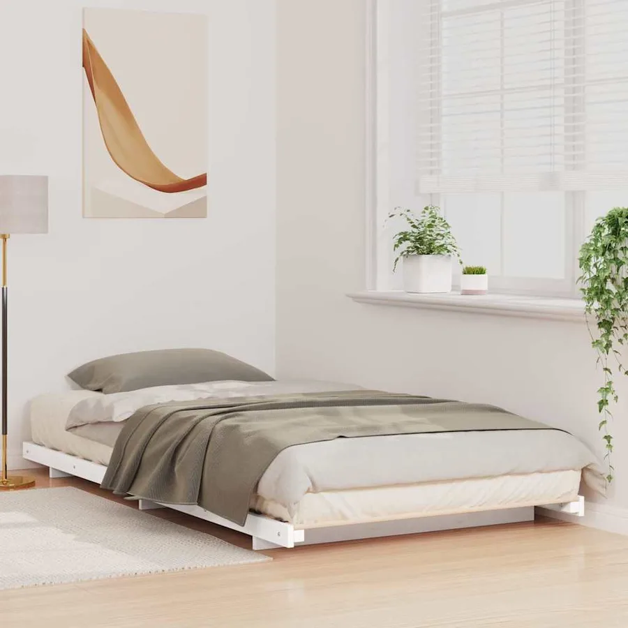 Cadre de lit Blanc 100 x 220 cm Pin massif - 3