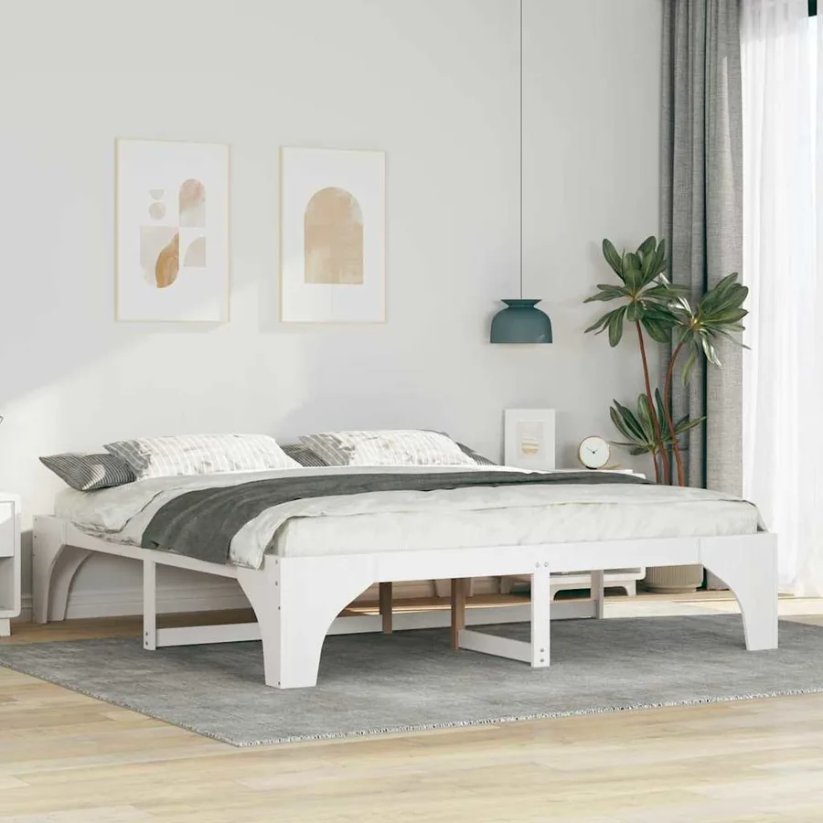 Cadre de lit Blanc 180 x 200 cm Pin massif