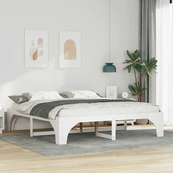 Cadre de lit Blanc 180 x 200 cm Pin massif