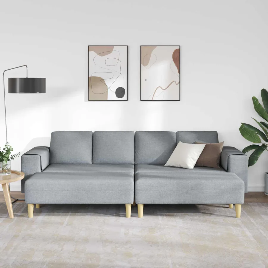 Canapé de salon 3 pcs Gris clair Polyester - 3