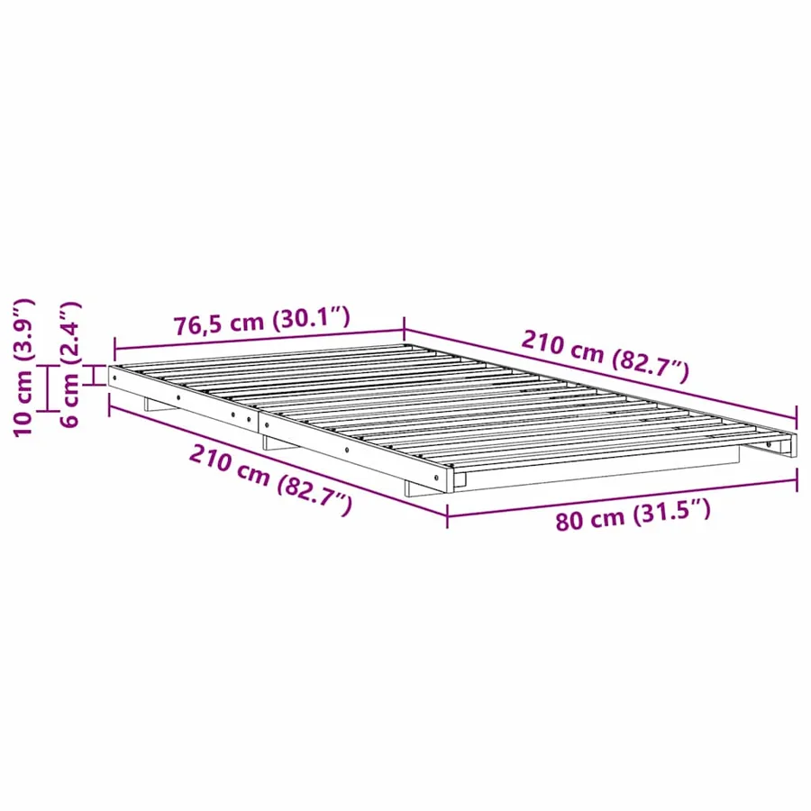 Cadre de lit Marron 80 x 210 cm Pin massif - 8