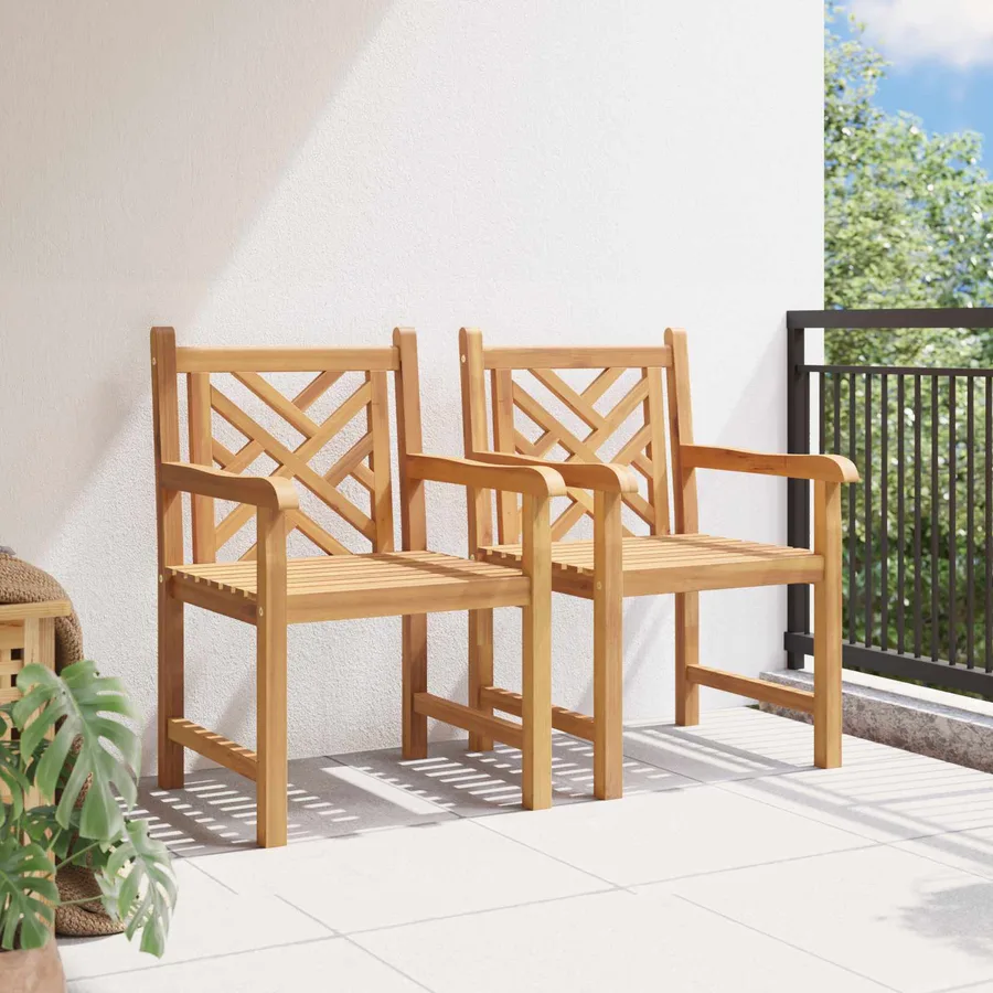 Chaise de jardin 2 pcs 60 x 58 x 90 cm Bois de teck massif - 3