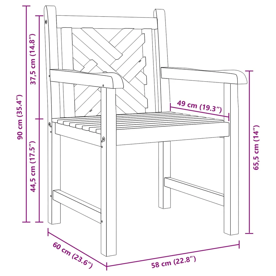 Chaise de jardin 2 pcs 60 x 58 x 90 cm Bois de teck massif - 9
