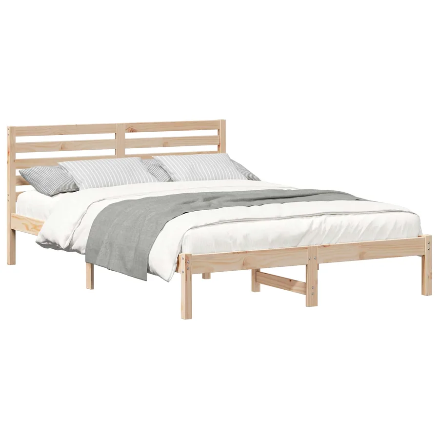 Cadre de lit avec tête de lit Marron 140 x 220 cm Pin massif - 2