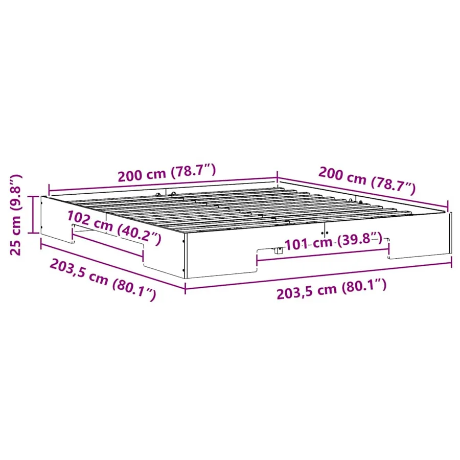 Cadre de lit Marron 200 x 200 cm - 10