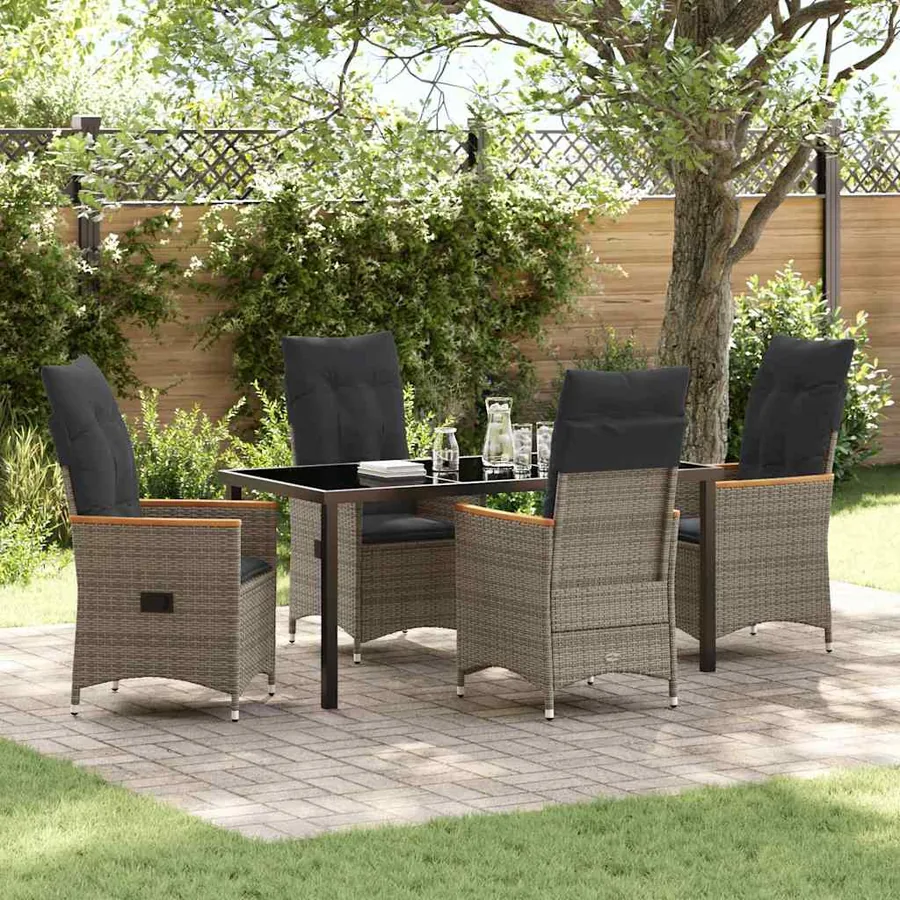 Ensemble de salle à manger pour jardin 5 pcs Gris polyrotin
