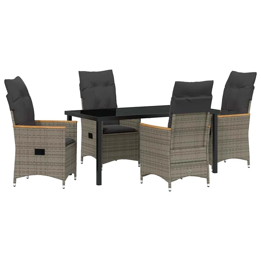Ensemble de salle à manger pour jardin 5 pcs Gris polyrotin - 2