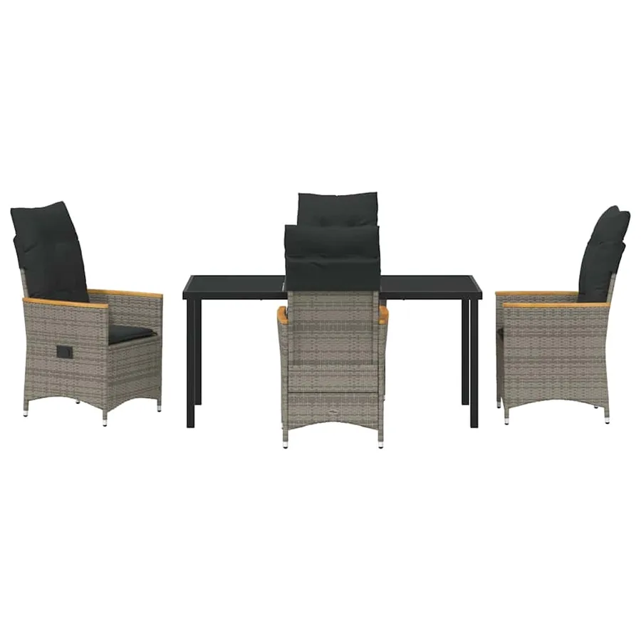 Ensemble de salle à manger pour jardin 5 pcs Gris polyrotin - 7
