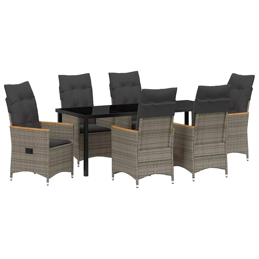 Ensemble de salle à manger pour jardin 7 pcs Gris polyrotin - 2