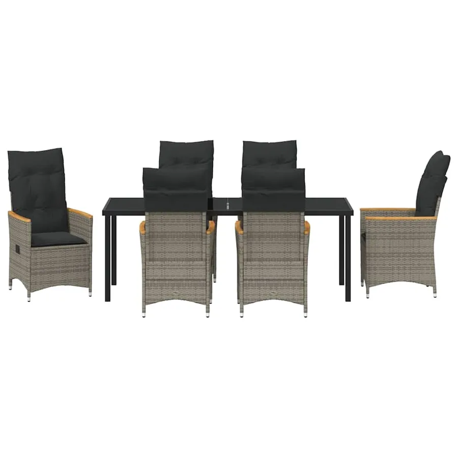 Ensemble de salle à manger pour jardin 7 pcs Gris polyrotin - 7