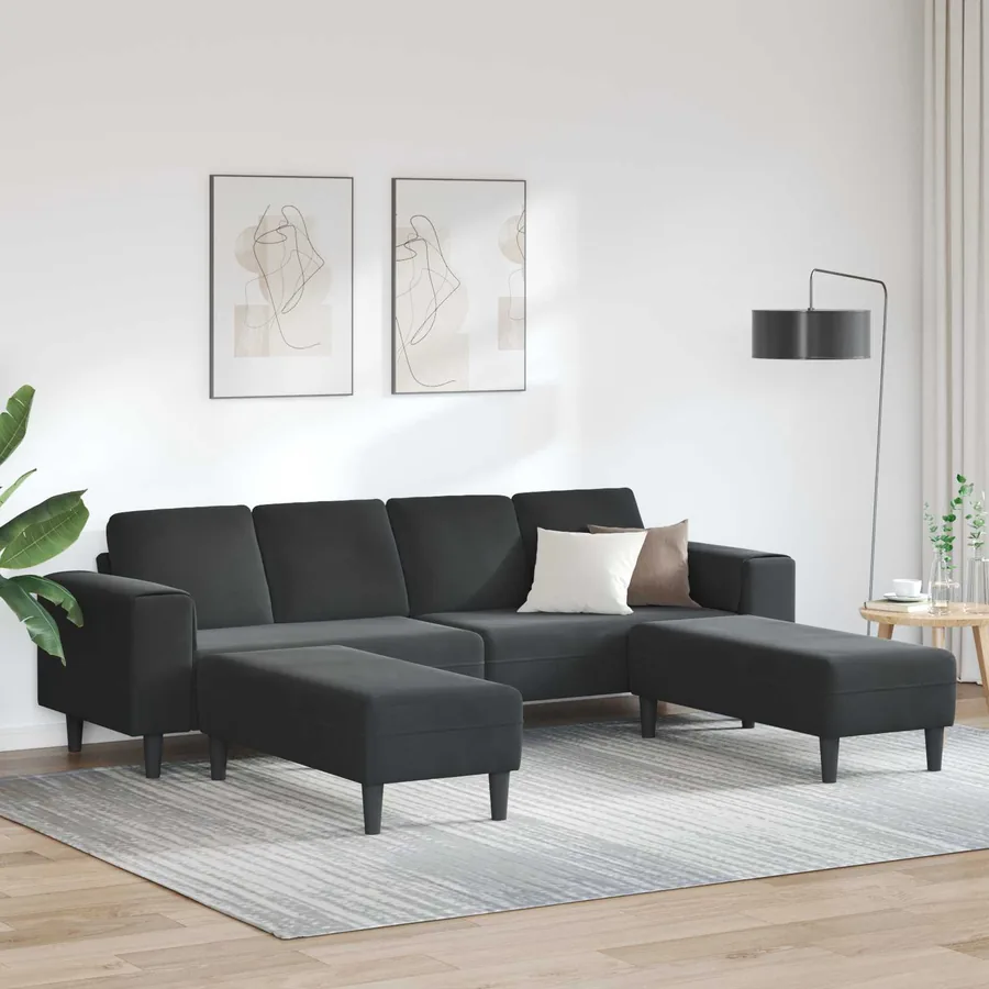 Canapé de salon 3 pcs Noir 250 x 188 x 76 cm