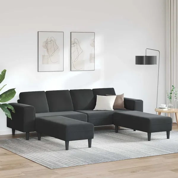 Canapé de salon 3 pcs Noir 250 x 188 x 76 cm