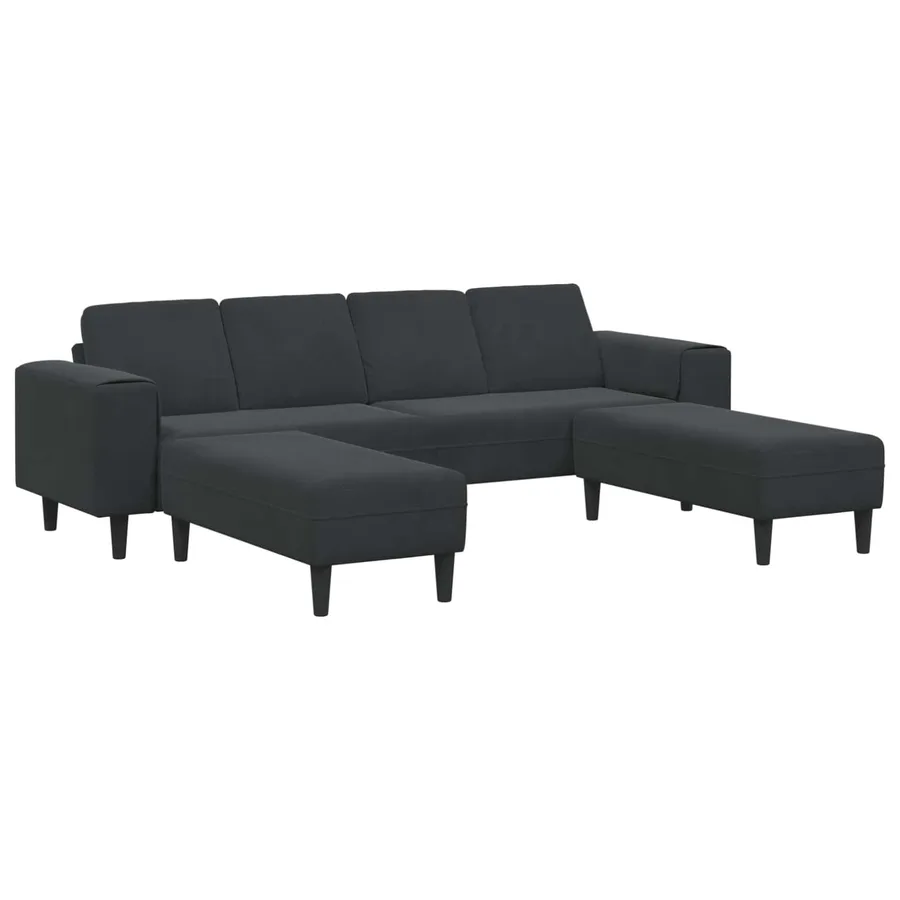 Canapé de salon 3 pcs Noir 250 x 188 x 76 cm - 2
