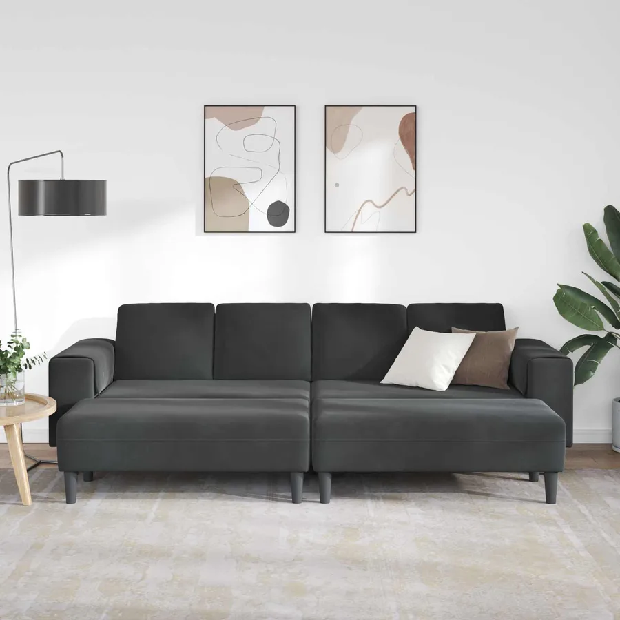 Canapé de salon 3 pcs Noir 250 x 188 x 76 cm - 3