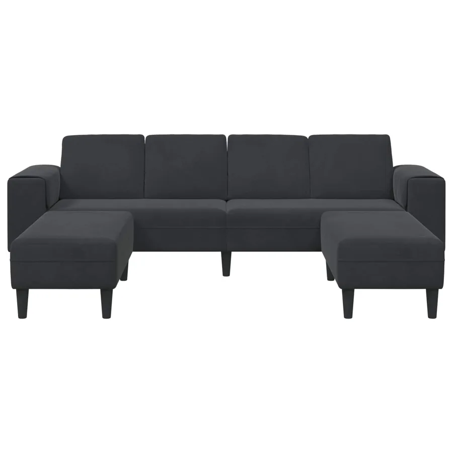 Canapé de salon 3 pcs Noir 250 x 188 x 76 cm - 4