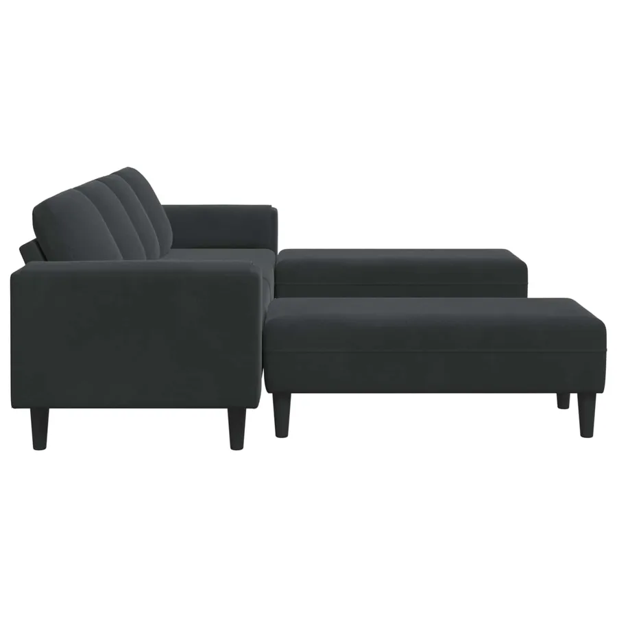 Canapé de salon 3 pcs Noir 250 x 188 x 76 cm - 5