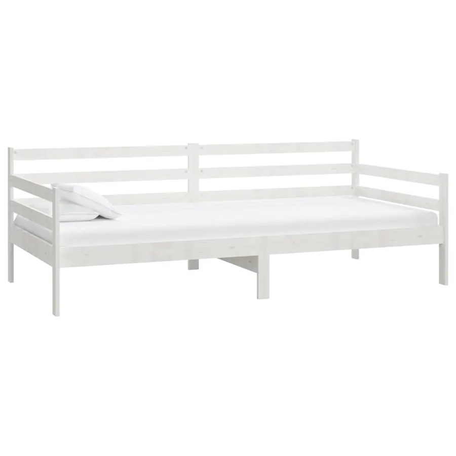 Lit de repos avec matelas 90x200 cm Blanc Bois de pin massif - 3