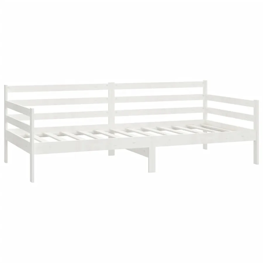 Lit de repos avec matelas 90x200 cm Blanc Bois de pin massif - 5