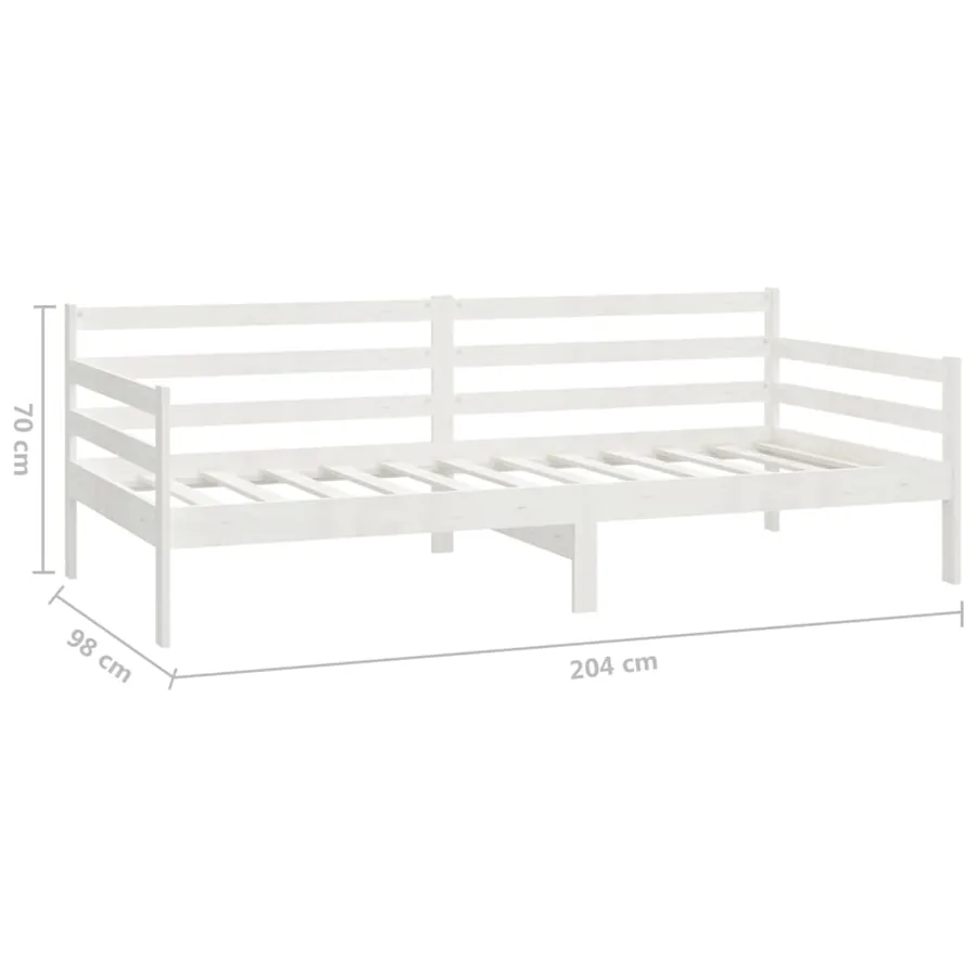 Lit de repos avec matelas 90x200 cm Blanc Bois de pin massif - 10