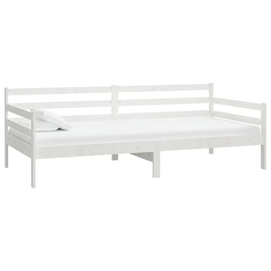 Lit de repos avec matelas 90x200 cm Blanc Bois de pin massif - 3