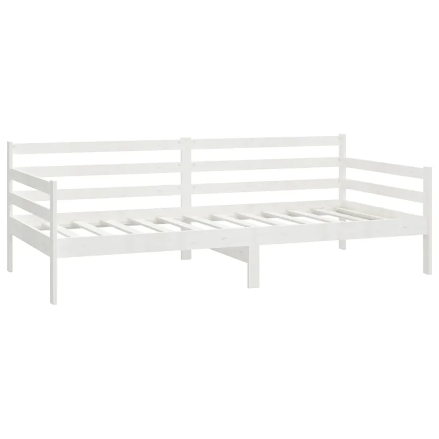 Lit de repos avec matelas 90x200 cm Blanc Bois de pin massif - 5