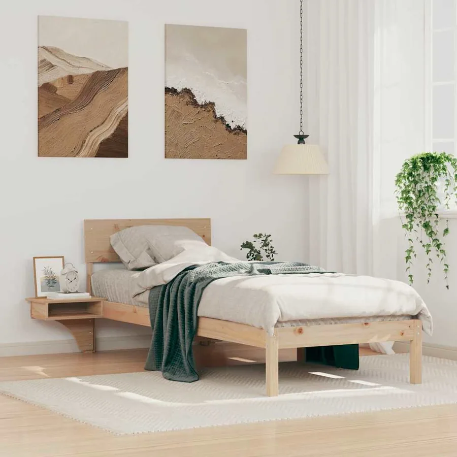 Cadre de lit avec tête de lit Marron 75 x 190 cm Pin massif