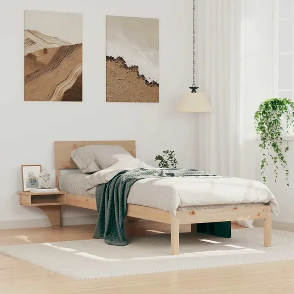 Cadre de lit avec tête de lit Marron 75 x 190 cm Pin massif
