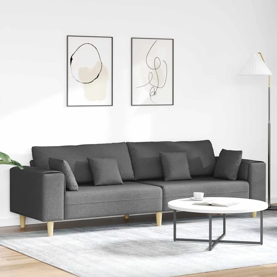 Canapé avec coussin Gris foncé 250 x 77 x 76 cm tissu