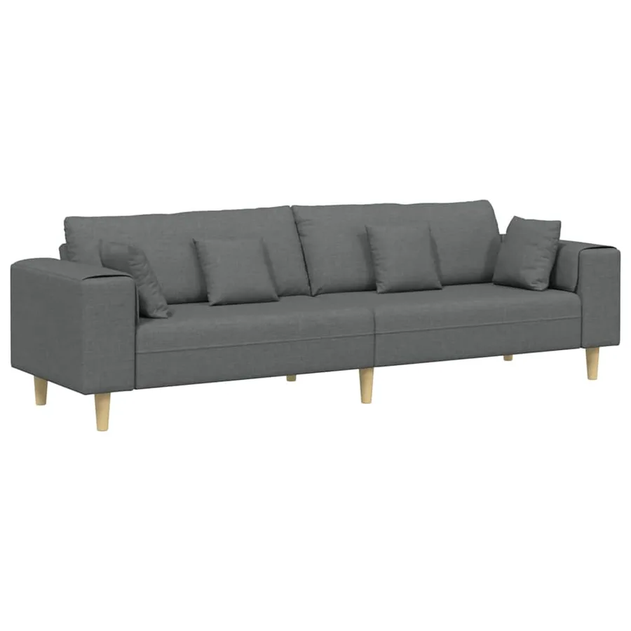 Canapé avec coussin Gris foncé 250 x 77 x 76 cm tissu - 2