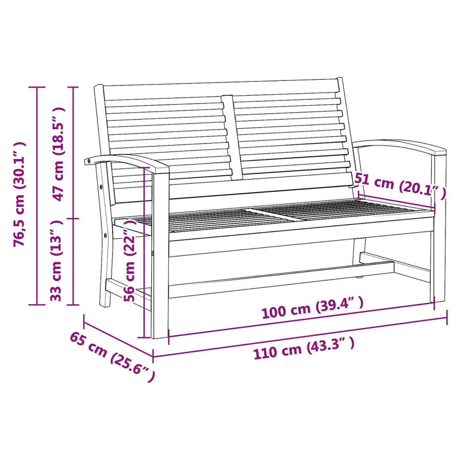 Ensemble banc et table de jardin 2 Pièce Marron - 13
