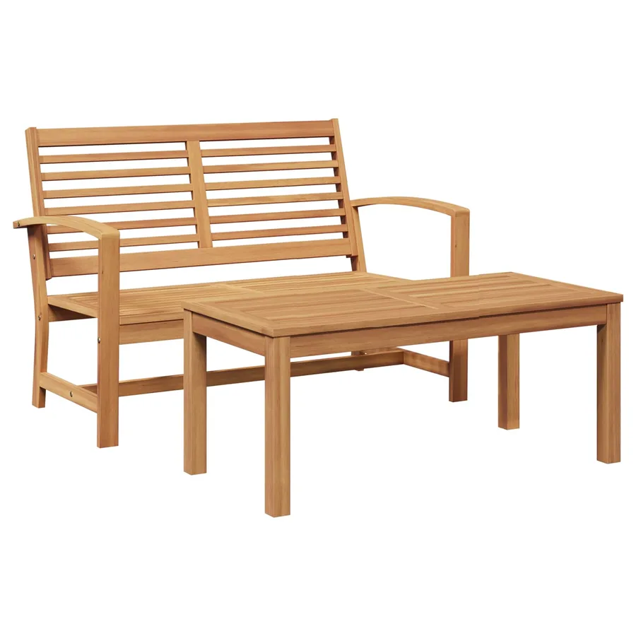 Ensemble banc et table de jardin 2 Pièce Marron - 2