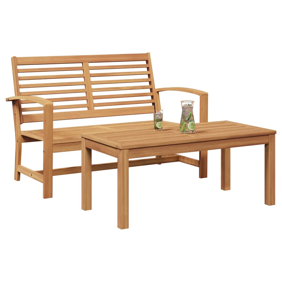Ensemble banc et table de jardin 2 Pièce Marron - 3