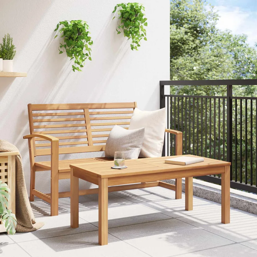 Ensemble banc et table de jardin 2 Pièce Marron - 4