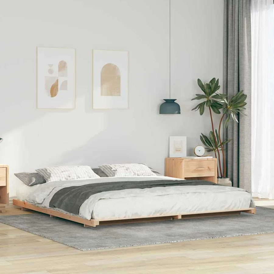 Cadre de lit Marron 200 x 200 cm Pin massif