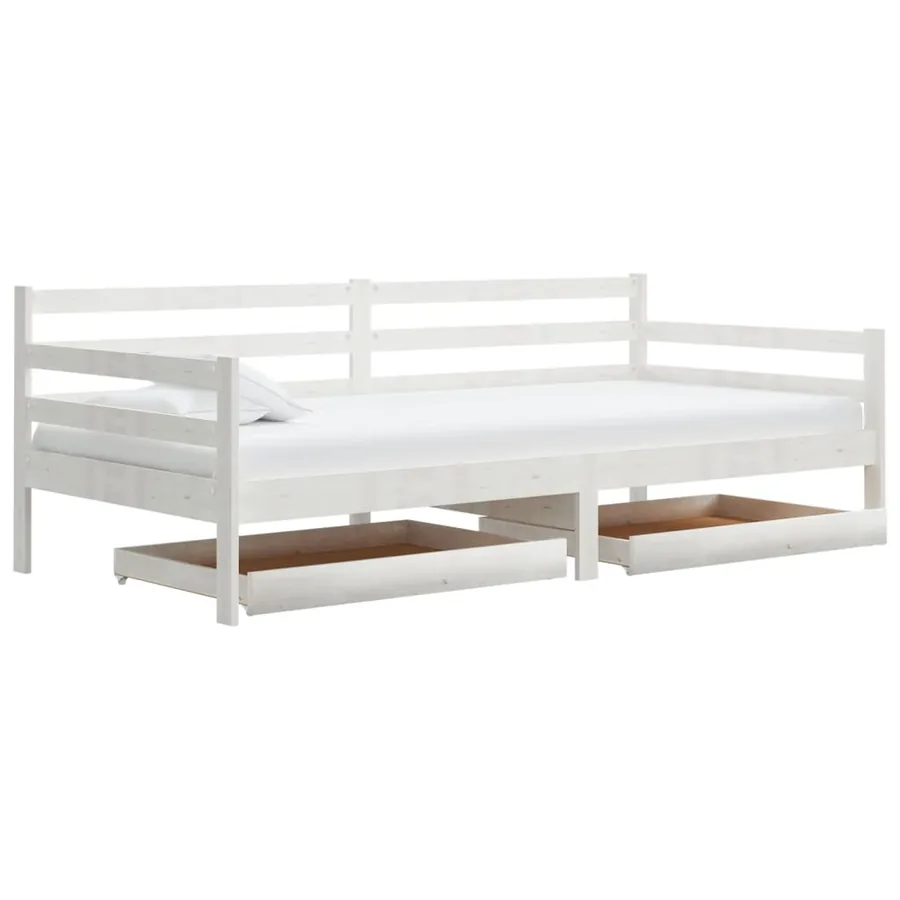 Lit de jour sans matelas avec tiroirs 90x200 cm blanc - 2