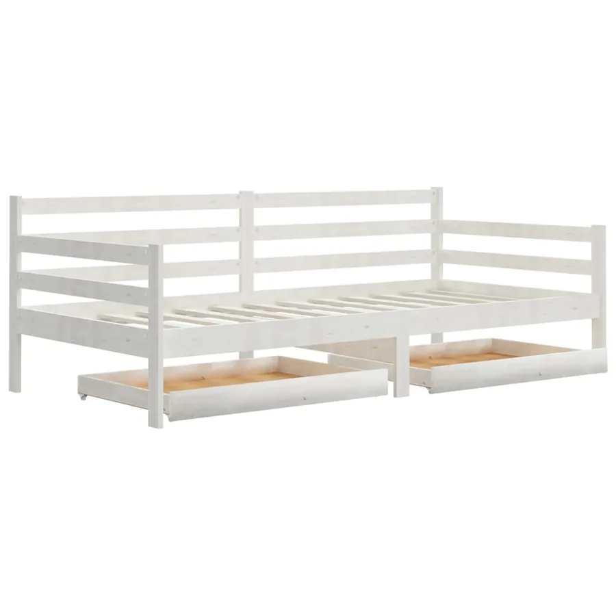 Lit de jour sans matelas avec tiroirs 90x200 cm blanc - 3