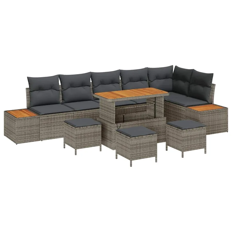 Ensemble de canapé de jardin 10 pcs Gris Poly rotin - 2
