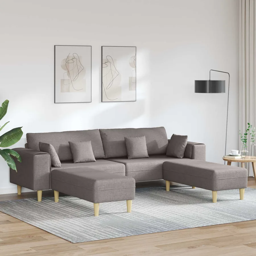 Canapé avec coussin 3 pcs Taupe tissu
