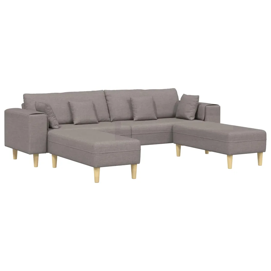 Canapé avec coussin 3 pcs Taupe tissu - 2