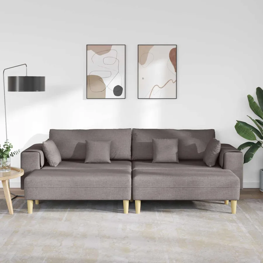 Canapé avec coussin 3 pcs Taupe tissu - 3