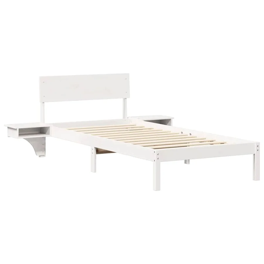 Cadre de lit avec tête de lit Blanc 90 x 190 cm Pin massif - 4
