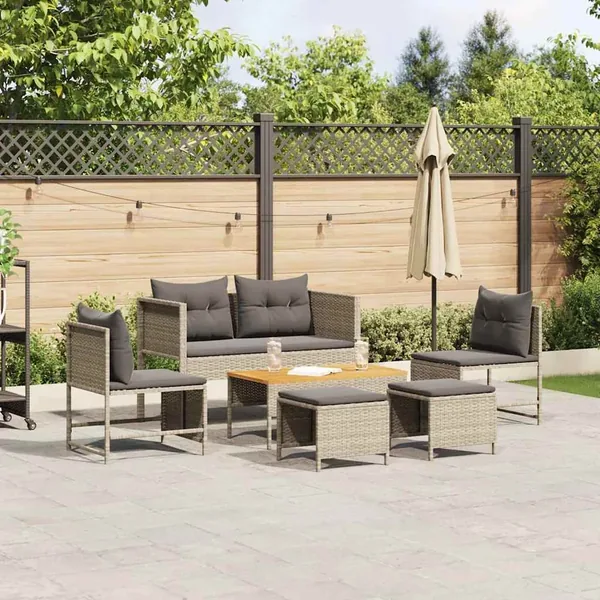 Ensemble de canapé de jardin 6 pcs Gris clair et gris foncé