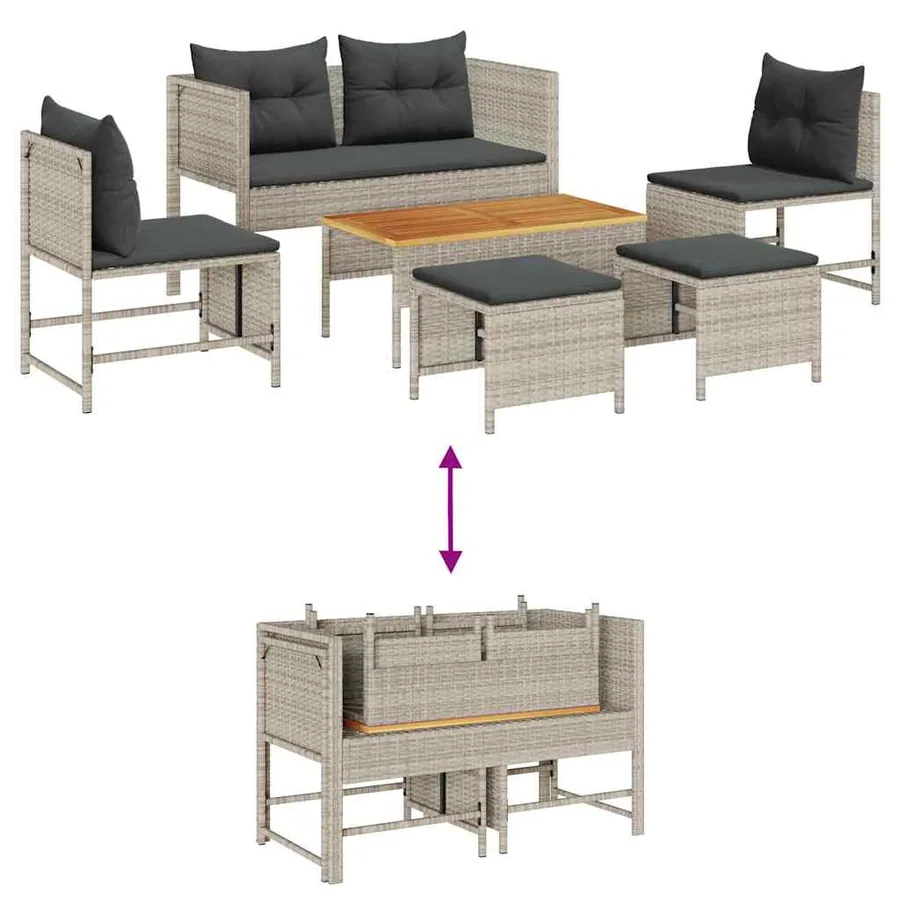 Ensemble de canapé de jardin 6 pcs Gris clair et gris foncé - 12