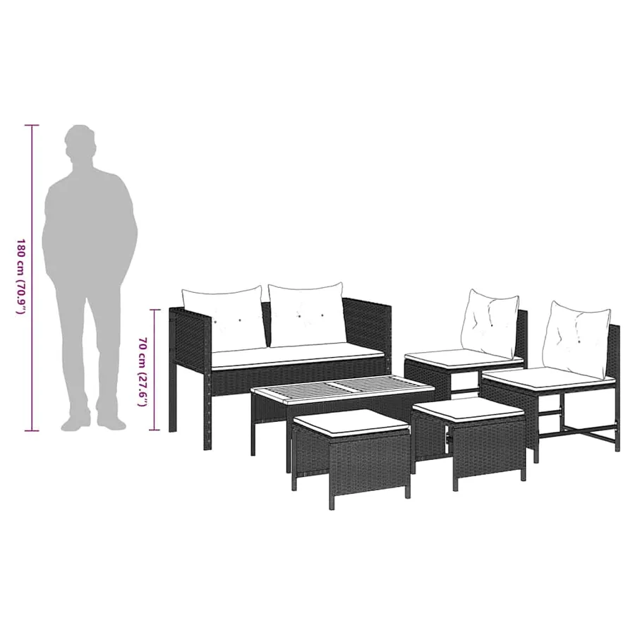 Ensemble de canapé de jardin 6 pcs Gris clair et gris foncé - 14