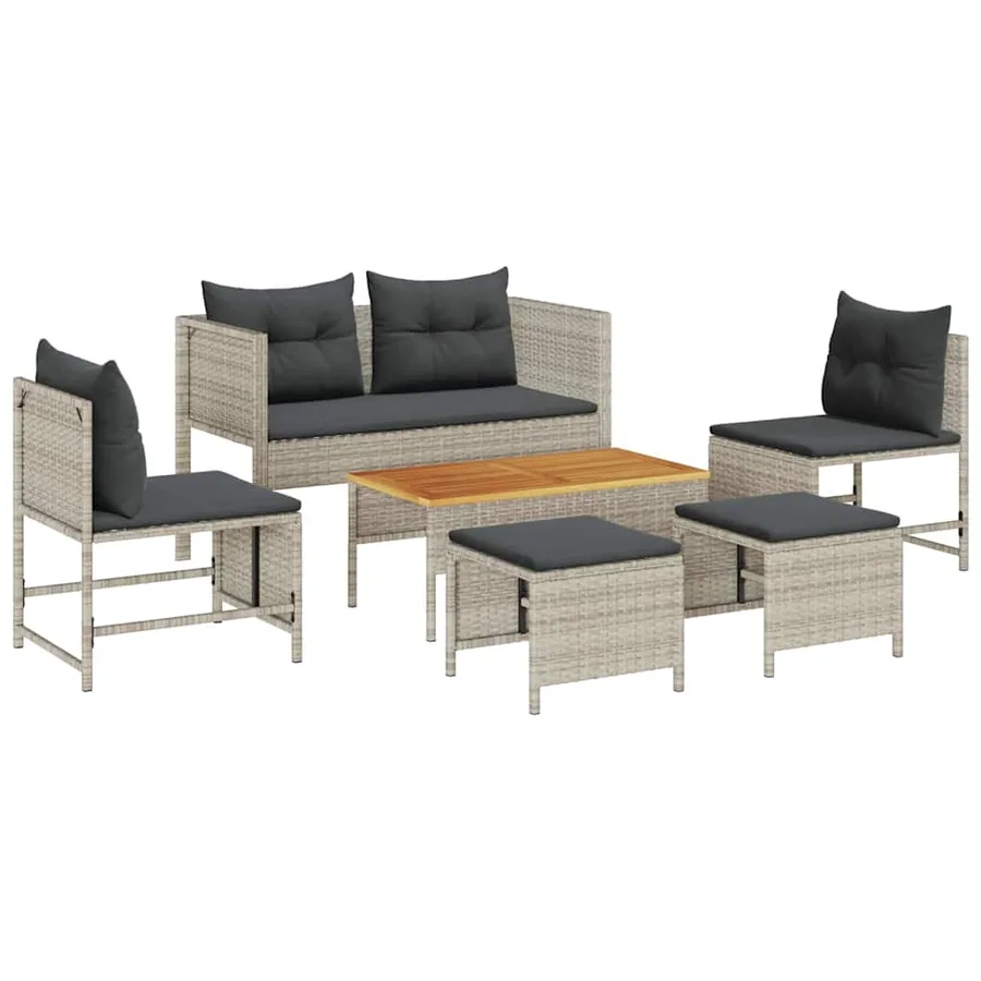 Ensemble de canapé de jardin 6 pcs Gris clair et gris foncé - 2