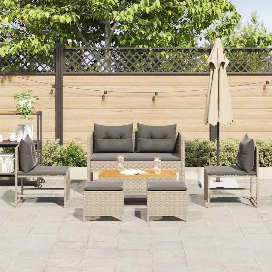 Ensemble de canapé de jardin 6 pcs Gris clair et gris foncé - 3