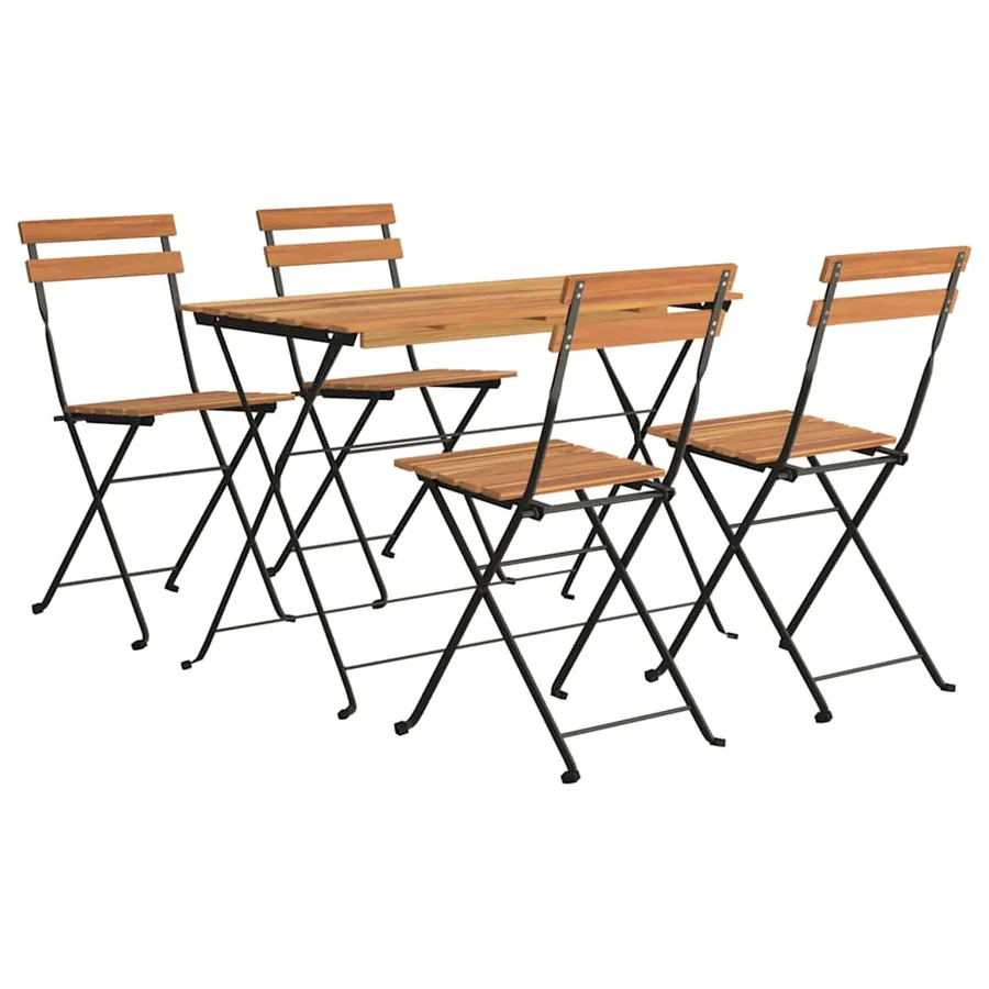 Ensemble de bistro pliable 5 pcs Bois d'acacia solide et acier - 3