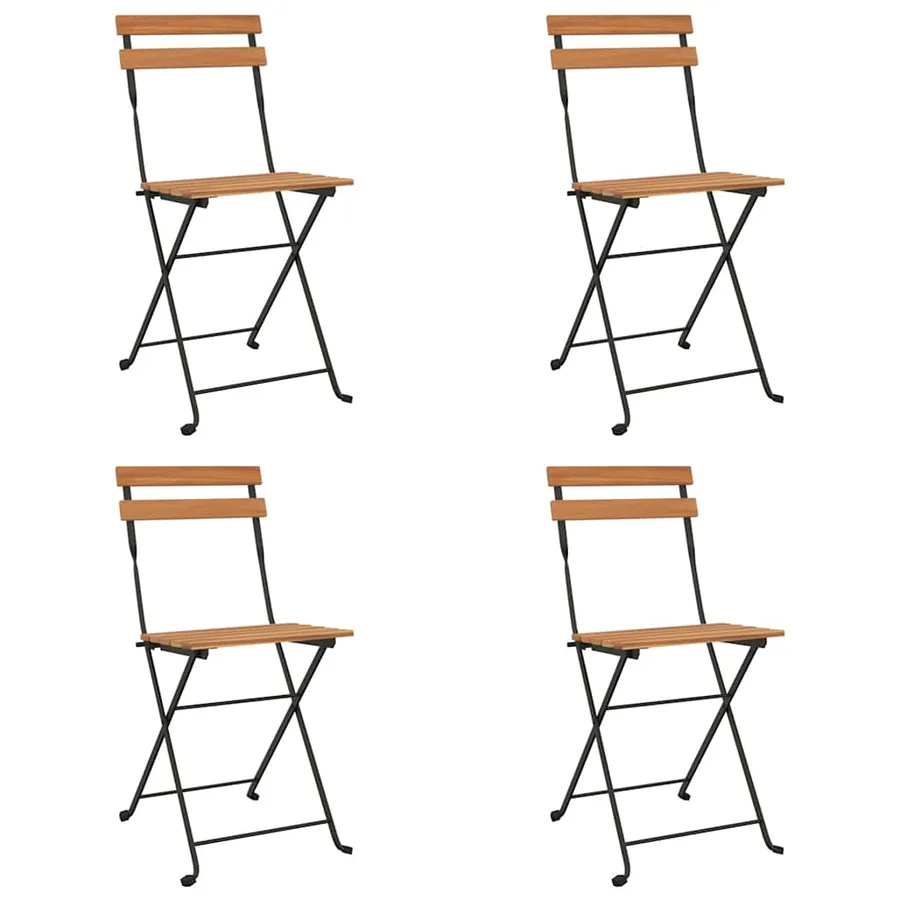 Ensemble de bistro pliable 5 pcs Bois d'acacia solide et acier - 4
